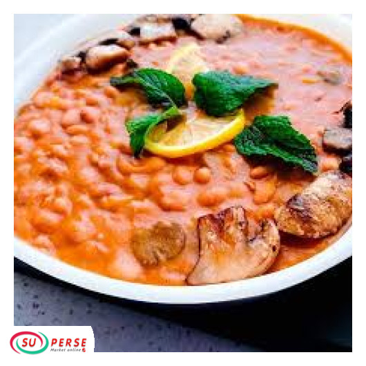 کنسرو خوراک لوبیا چیتی با قارچ در سس گوجه فرنگی محمدرضا - 460 گرم